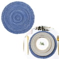 thumbnail image 5 of Round Placemats Heat Resistant Washable Non-Slip Woven Braided Table Mats Cotton Polyester Circle Insulated Place Mats for Dining Table Kitchen & Home Decor, 1Pc, Non-Slip & Reusable(Blue,14x14"), 5 of 6