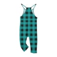 thumbnail image 5 of GERsome Girls' Jumpsuits & Rompers Sleeveless Classic Plaid Long Pants Romper Loose Spaghetti Strap Kids V-Neck Casual Overalls with Pockets 5-14 Years（Size 13-14 Years/Blue), 5 of 6