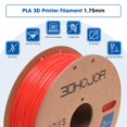 thumbnail image 2 of Filamento 3D 3DHojor PLA de alta velocidad, 1,75 mm, 1 kg, rojo, 2 of 7