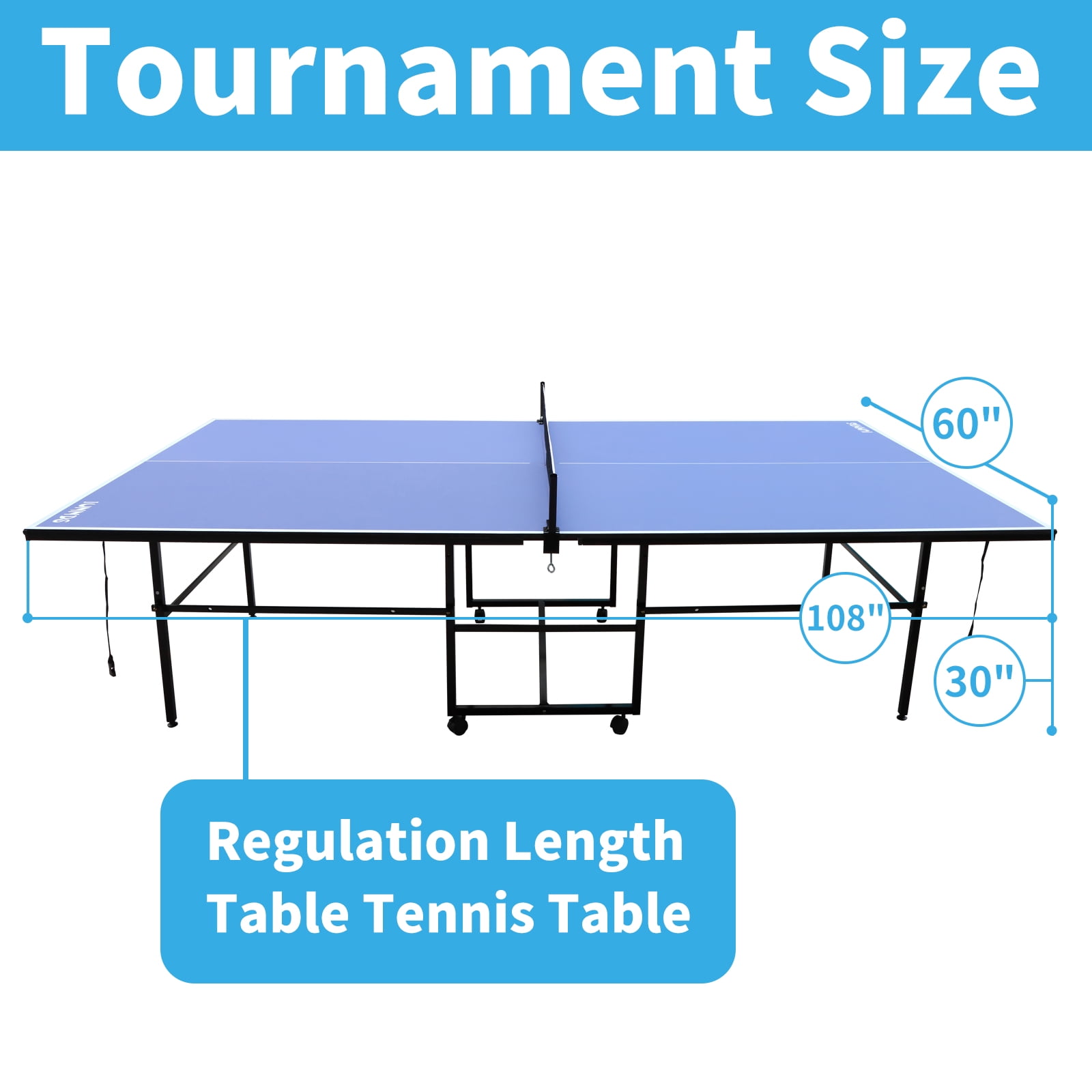 Maritcute 9ft Mid-Size Foldable and Portable Ping Pong Table Set for Indoor Games,Comes with Net, 2 Table Tennis Paddles, and 3 Balls