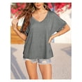 thumbnail image 3 of Women's Oversized V-Neck T-Shirts Summer Casual Loose Fit Short Sleeve Top Tees, 3 of 6
