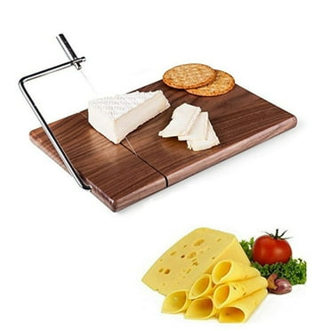 Non-slip Rubber Feet Cheese Cutting Tool, Marble Cutting Board with Stainless Steel Wire Cheese Slicer for Gourmet Cheeses