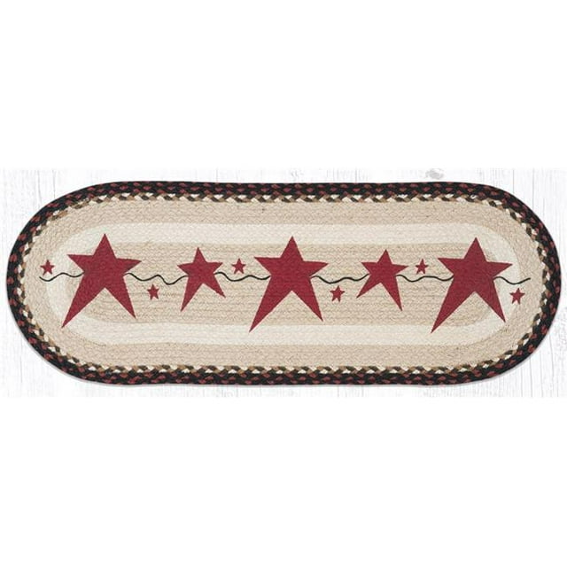 Capitol Importing 68-019PSB 13 x 36 in. OP-19 Primitive Stars Burgundy Oval Patch Runner