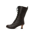 thumbnail image 5 of FRSASU Women's Fashionable Casual Versatile Cool and Stylish Winter Round Toe Lace-Up Fashion Flat Mid-Calf Boots Brown, 5 of 8