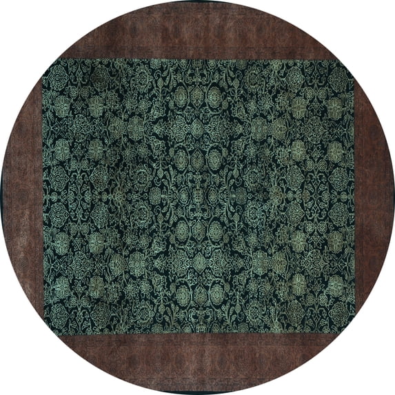 Ahgly Company Indoor Round Persian Light Blue Traditional Area Rugs, 5' Round