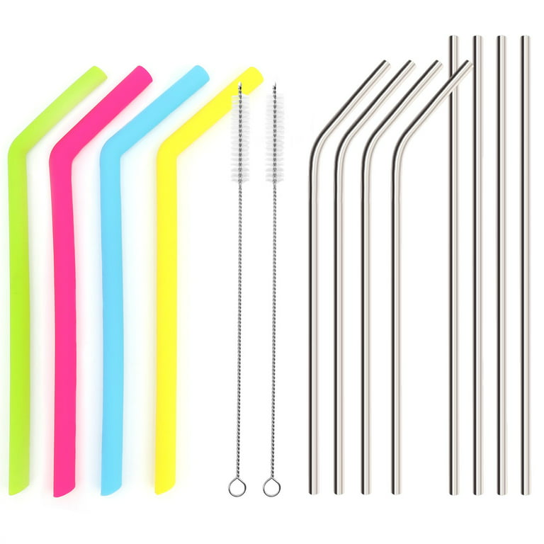 Reusable Straws,Set of 8 Long 8.5 Inch Stainless Steel Metal