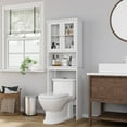 thumbnail image 5 of Walsunny Over The Toilet Storage Cabinet Bathroom Shelves Organizer Space Saver Freestanding Restroom Shelf with Tempered Glass Doors Anti-Tip Device Adjustable Shelf White, 5 of 10
