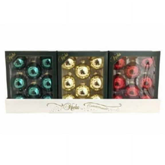Christmas by Krebs 274659 Solid Glass Ornaments - Red, Green & Gold - 8 Per Pack - Pack of 12