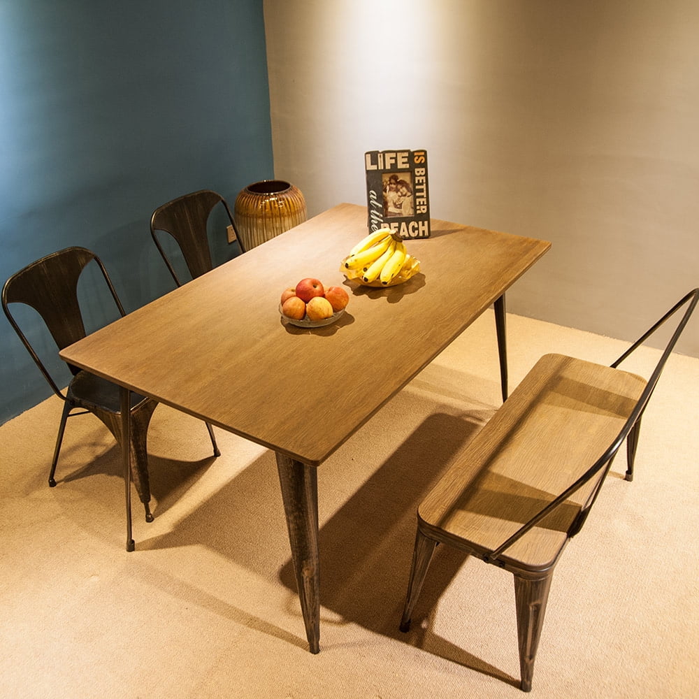 Veryke Antique Style Rectangular Dining Tables with Metal Veryke Antique Style Rectangular Dining Tables with Metal