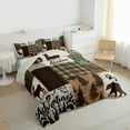 thumbnail image 3 of Manfei Hunting Moose Bear Queen Comforter Set, Brown Green Rustic Plaid Bedding Sets, Nature Adventure Theme Bedding Comforter Set, Luxury Bedroom Decor, 3-Piece Reversible, 3 of 8