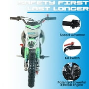 SYX MOTO VK 58cc 4-Stroke Gas Powered Mini Dirt Bike for Kids, Fully Automatic Youth Off-Road Motorcycle with Speed Governor, Pull Start, Green/White