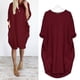 thumbnail image 3 of Women Plus Size Long Eeve Loose Midi Dress With Pockets, 3 of 4