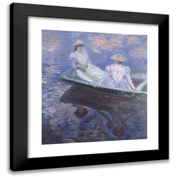 Claude Monet 12x13 Black Modern Framed Museum Art Print Titled - On the Boat