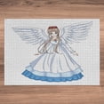 thumbnail image 3 of Anime Jigsaw Puzzle, Cartoon Illustration of Angel Wings and Flowers Japanese Manga Print, Heirloom-Quality Fun Activity for Family Durable Cardboard, 1000 pcs, White Blue, by Ambesonne, 3 of 5