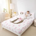 thumbnail image 3 of Erosebridal Chic Leopard Pattern Queen Sheet Sets,Brown Alphabet D Bed Set For Bowknot Girls 4 Pieces, 3 of 6