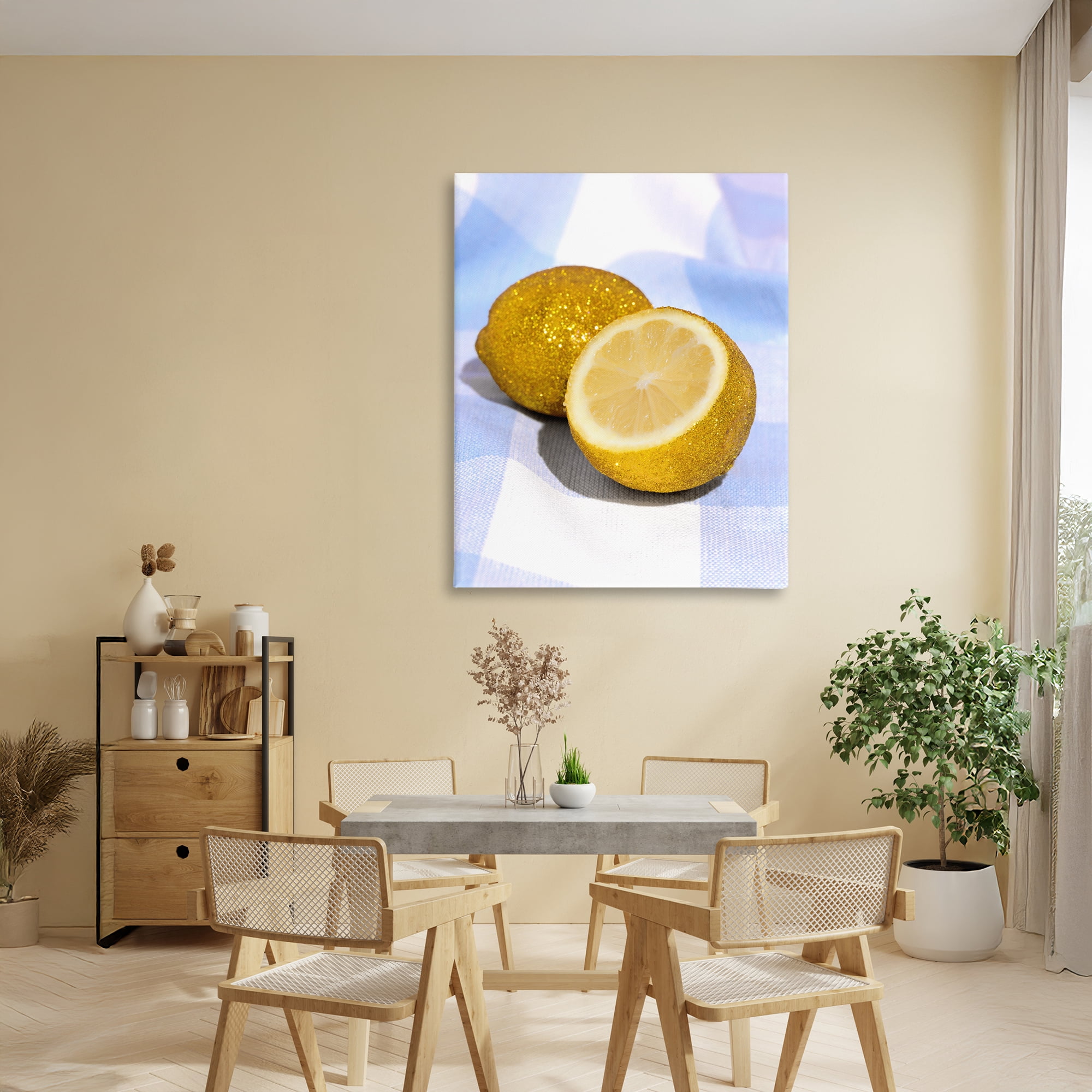 Stupell Industries Glimmer Lemon on Blue Canvas Wall Art, design by LISH Creative