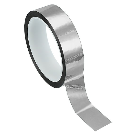Metalized Polyester Film Tape 1 Inch x 55 Yards, Metallic Decor Tape Glossy Silver Adhesive Mirror Tape for Walls