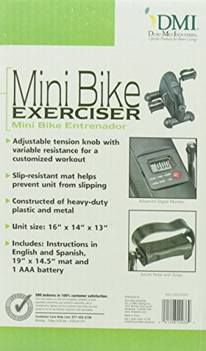Black DMI Mini Exercise Bike Fitness Mini Cycle with Mat