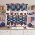 thumbnail image 2 of Vintage Independence Day Kitchen Curtains Valances 3 Piece Set, American Flag Wooden Board Rod Pocket Tier Curtain and Valance Drapes for Small Window 36 Inch Length for Bedroom Cafe, 2 of 9