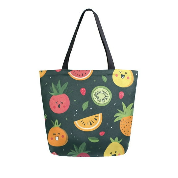Large Canvas Bag 13.5x5.1x15 Inch Canvas Bag Shopping Canvas Bag Suitable For Outing Shopping Travel Out Of Large Capacity Storage Lovely Smile Fruit Seamless