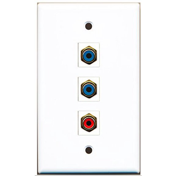RiteAV - 1 Port RCA Red 2 Port RCA Blue Wall Plate