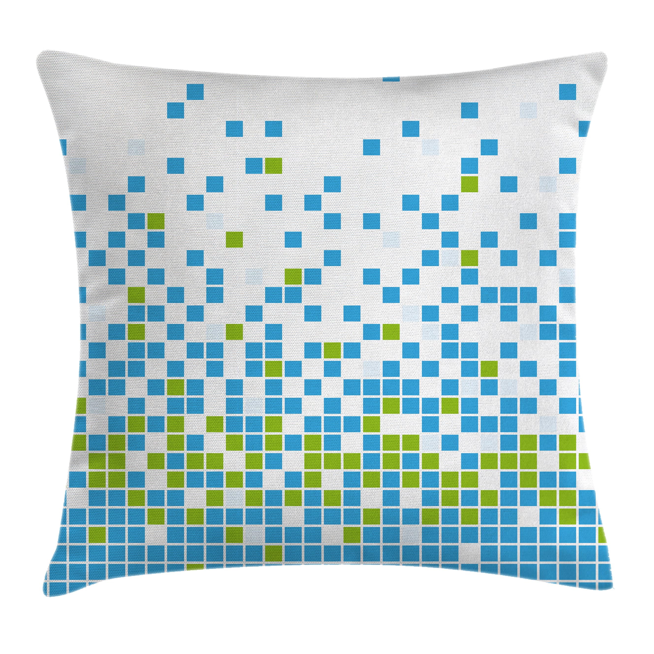 Modern Throw Pillow Cushion Cover, Mosaic Grid Pattern Pixel Art