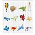 thumbnail image 3 of Ambesonne Cartoon Shower Curtain, Jet Airliner Zeppelin, 69"Wx75"L, Multicolor, 3 of 3