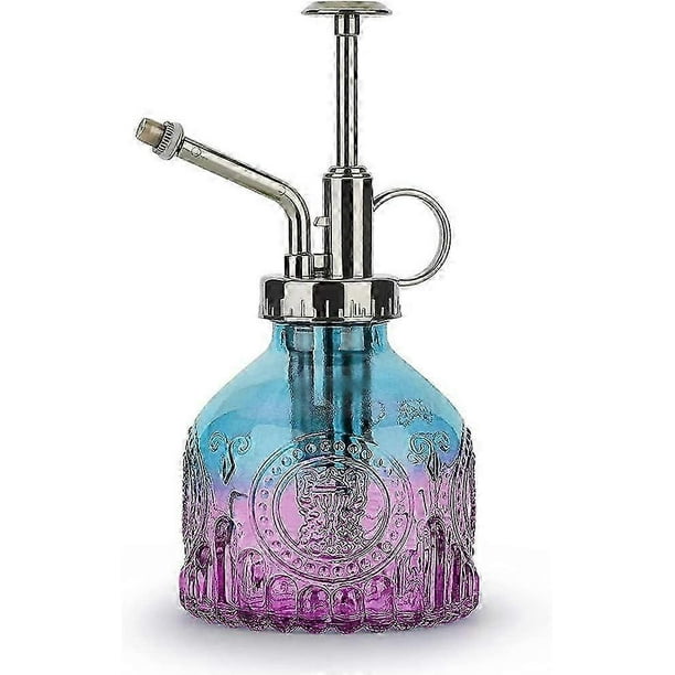 Glass Plant Watering Sprayer, 200ml Retro with Top Pump Watering Can, One Hand Sprayer Mist Maker for Gardening Plants, Yard, Cleaning, Alcohol-Blue/P