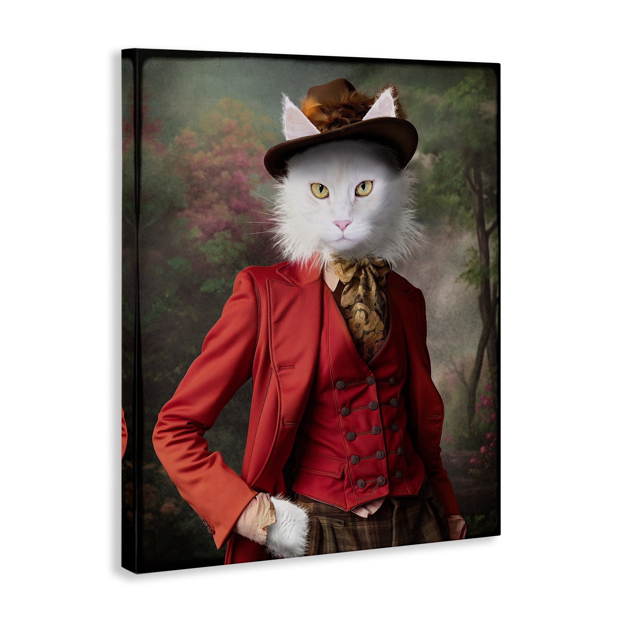 Stupell Industries Colonial Classic Cat Portrait Animals & Insects Painting Gallery Wrapped Canvas Art Print Wall Art, 24 x 30
