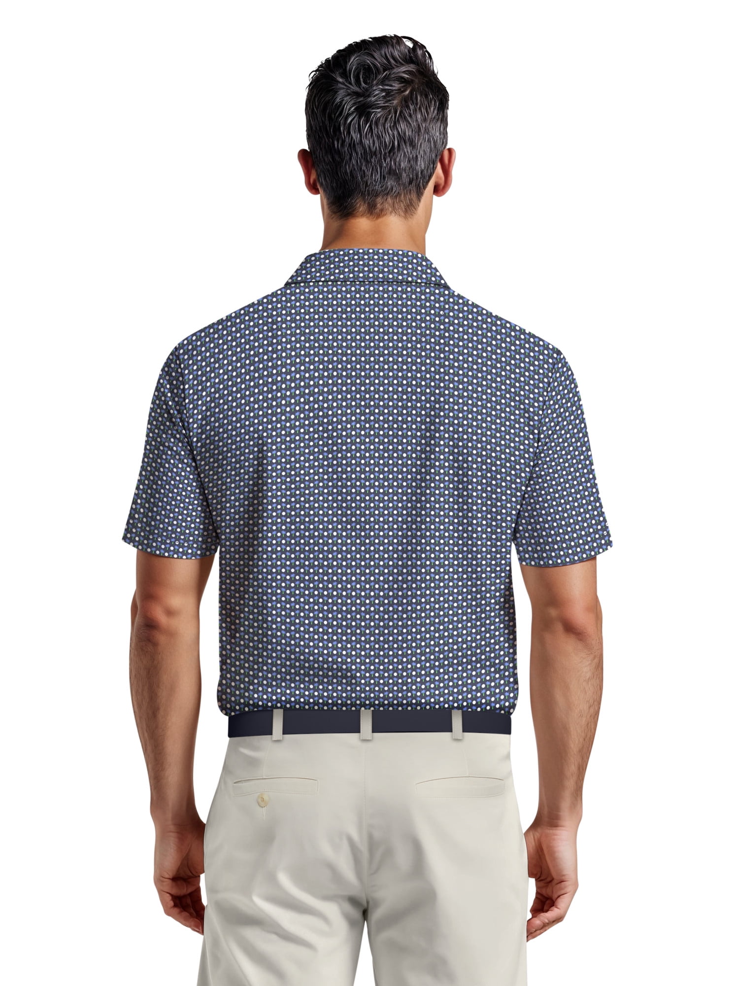 Ben Hogan Men's & Big Men's Performance Palm Tree Golf Ball Short Sleeve Polo Shirt, Sizes S-5XL