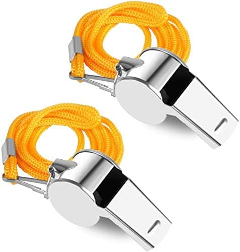 RibRave Coach Whistle,35Pack Football Referee Whistle with Lanyard for Emergency Sports Training Referee1 (Silver) (Silver) (Stainless Steel)