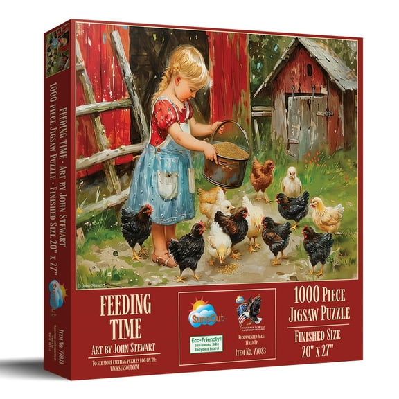 SUNSOUT INC - Feeding Time - 1000 pc Jigsaw Puzzle by Artist: John Stewart - Finished Size 20" x 27" - MPN# 77083