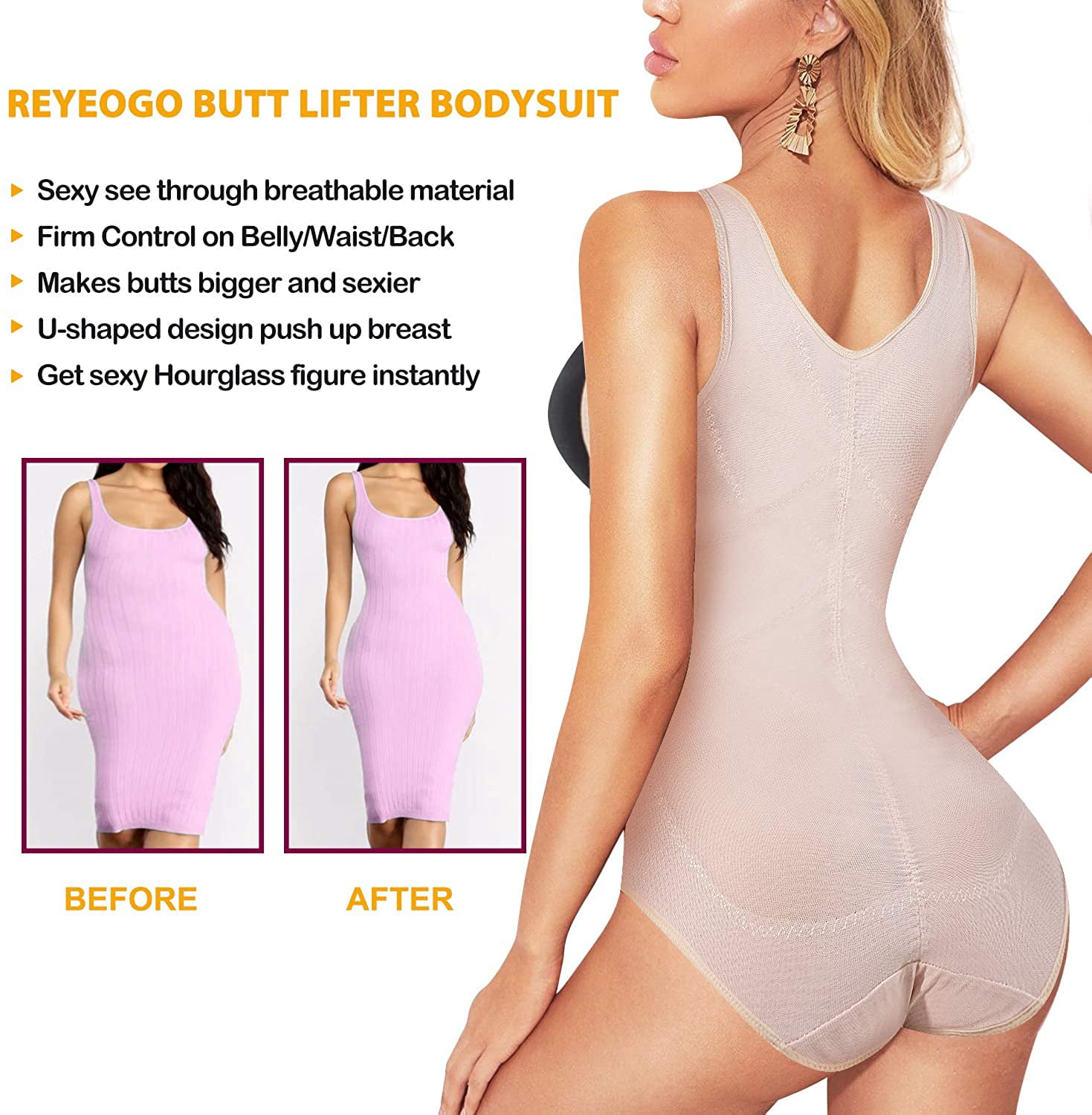 Irisnaya Shapewear Bodysuit for Women Waist Trainer Tummy Control Slimming  Body Shaper Butt Lifter Sexy Bodysuits Open Bust Panty Girdle(Black  XX-Large) 