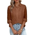 thumbnail image 1 of Asyoly Womens Tops Casual Solid Color V Neck Elegant Shirts Long Sleeve Button Down Work Blouses for Women, 1 of 3