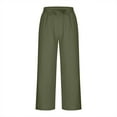 thumbnail image 5 of Roncen Women's Linen Culottes - Loose Straight Leg Summer Trousers with Drawstring Waist & Pockets, Solid Color Casual Style, 5 of 7