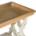 thumbnail image 4 of 35 Inch 3 Tier Console Table, Fir Wood, Carved Panels, Brown and White- Saltoro Sherpi, 4 of 5
