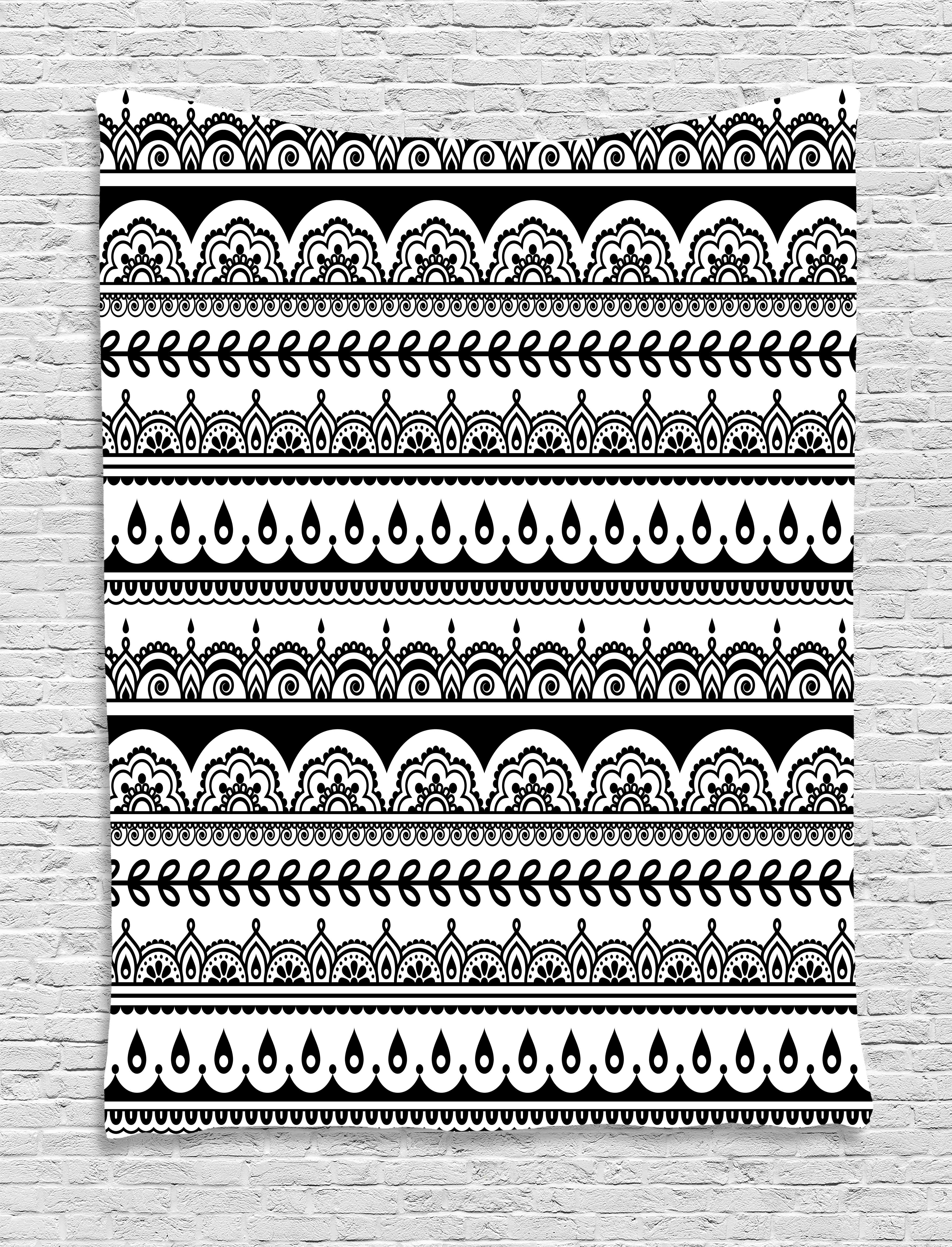 Tribal Tapestry, Ethnic Borders with Leaves Florals Flowers Ivy Swirls Indian Inspired Art Image