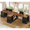 Black+Brown, variant on 110.2" Two Person Desk with 6 Drawers and Storage Shelves, Farmhouse T Shaped Computer Desk