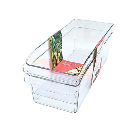 Frigidaire 2-Pack Small Refrigerator Storage Bins, Clear Kitchen Organizer