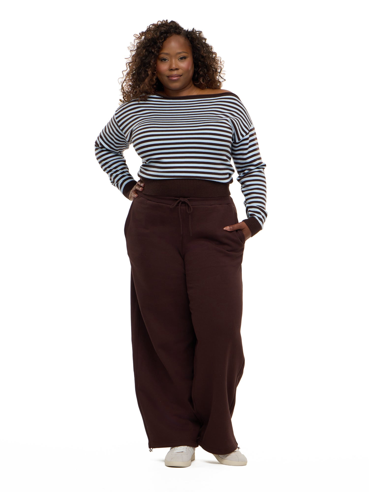 Forever 21 Women's Barrel Leg Joggers with Drawstring Waist and Bungee Hem, Fleece Balloon Pants with Side Pockets, Brown, XXS-4X