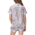 thumbnail image 6 of YUEHUA Girls Valentines Pajamas Silk PJS Set Bow Satin Sleepwear Short Sleeve Jammies for Kids Button-Down Nightwear size 7-8 10-12, 6 of 6