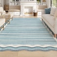 thumbnail image 4 of Wonnitar 8'x10' Scalloped Large Area Rug for Living Room, Washable Striped Bedroom Rug, Beige Wavy Modern Rug for Dining Room, Home Office, Non Slip Soft Low Pile Stain Resistant, 4 of 12