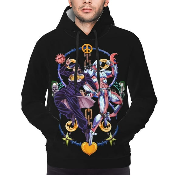 Unisex JoJo Bizarre Adventure Pullover Hoodies 3D Print Novelty Sweatshirts Hoodie with Pocket for Men Women