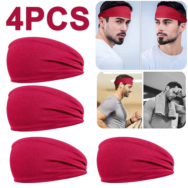 Hombres Mujeres Fitness Sweatband Elástico Correr Diadema Secado Rápido (Vino) Rojo