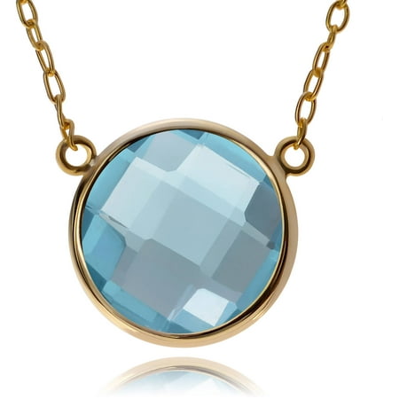 Brinley Co. Women's 14kt Gold-Plated Sterling Silver Stone Pendant Fashion Necklace, Light Blue