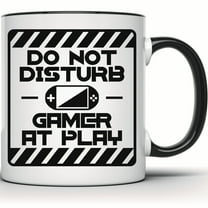 Do Not Disturb Gamer At Play Mug - Funny Gaming Gift - Gamer Coffee Mug - Video Game Lover Gift Idea - Game Console Design - 11 Ounce Black Rim Handle Novelty Coffee Cup - WMUG1161-BLK