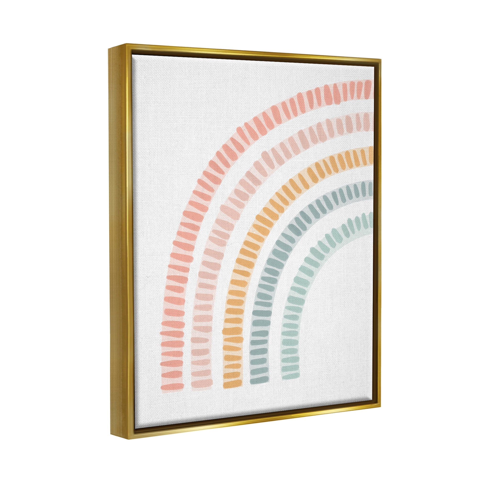 Stupell Industries Minimal Pastel Rainbow Landscape Painting Gold Floater Framed Canvas Art Print Wall Art, 17 x 21