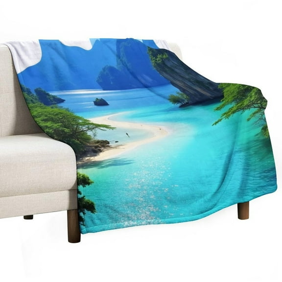 Tropical Island Paradise Blanket Soft Throw Warm Lightweight Plush Blanket for Couch Bed Sofa