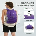 thumbnail image 4 of WATERFLY Unisex 25L Small Foldable Packable Travel Hiking Nylon Backpacks Daypack,Pruple, 4 of 7