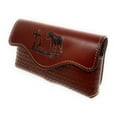 thumbnail image 2 of Western Cowboy Horizontal Basketweave Leather Multi Emblem Cellphone Belt Holster Case, 2 of 3
